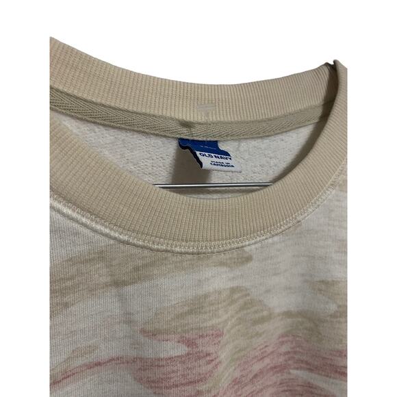 Old Navy Camo Oversize Sweatshirt Tunic Beige Pink Size S Tall - Picture 5 of 11